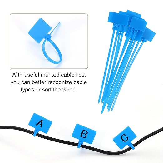 uxcell Desk Grommet, 2" (50mm) Zinc Alloy Cable Hole Cover Wire Cord Organizer with Marked Cable Ties for Home Office Desktop Wire, Black