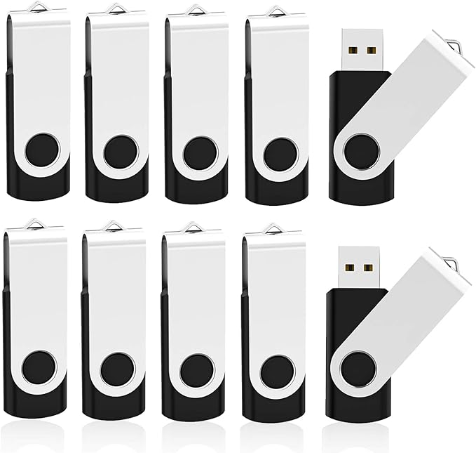 KOOTION 10 X 16 GB USB Flash Drive USB 2.0 Thumb Drive Memory Pen Stick Jump Drive Keychain Design Zip Drives Bulk (Black)