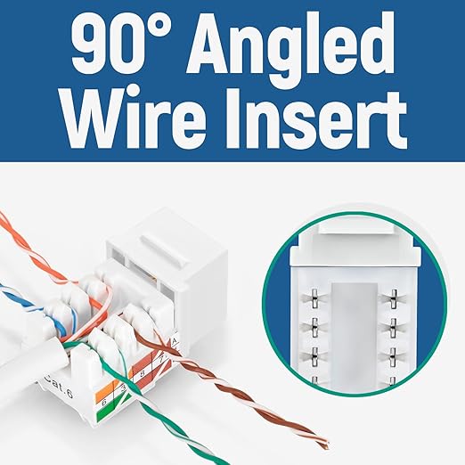 Everest easyJACK - 90° Angled Speed Termination Keystone Tool Set - with 20-Pack of RJ45 Slim Profile Cat6 Keystone Jacks (10 Blue & 10 White) - Time Saver Network Cat6 Punchdown Tool