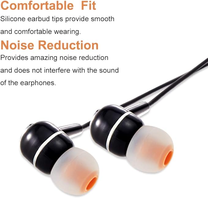 Earbud Tips Soft Silicone Earbuds Replacement Tips Fit for in-Ear Headphones(Inner Hole from 3.8mm - 4.2mm Earphones) 9 Pairs S/M/L,Transparent Orange