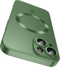 Magnetic for iPhone 15 Case [Compatible with MagSafe][Built-in Camera Lens Protector] Slim Soft Silicone Bumper Shockproof Metallic Shine Phone Case (Green)