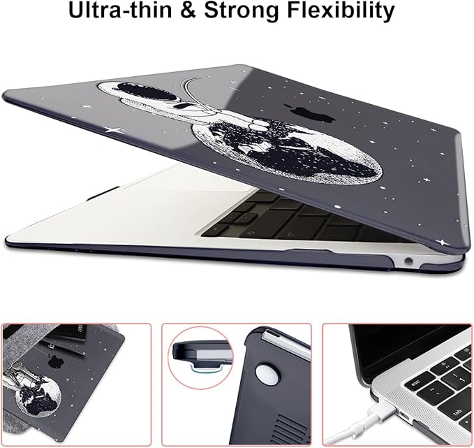 Compatible with MacBook Pro 13 inch Case 2022 2021-2016 A2338 M2/M1 Chip A2251 A2289 A2159 A1989 A1706, Pattern Plastic Hard Shell Keyboard Cover Screen Film Webcam Cover, Astronaut Earth