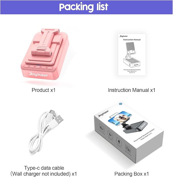 Gifts for Men Women, Phone Stand with Bluetooth Speaker and Charging Function 360° Rotable Angel Adjustable Cell Phone Holder with HD Stereo Sound Fits All Phones,Tablet (Pink)