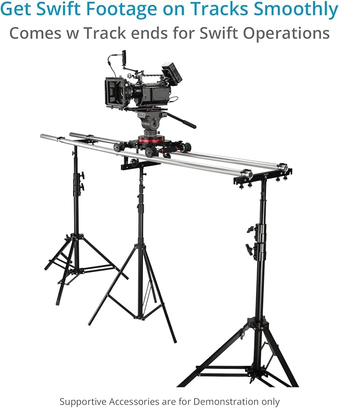 Proaim Fusion Video/Film Camera Dolly Slider with Track Ends. Runs on Tracks & Flat Surfaces. Payload up to 45.3kg /100lb. (DL-FUSN-01)