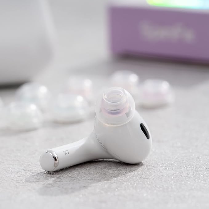 SpinFit Superfine for AirPods Pro Gen 1 & 2 - SS - Medical Grade Silicone Patented Replacement Ear Tips and Adapters for Supreme Comfort (one Pair)(Ear Tips Installed)