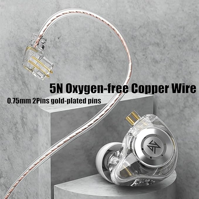 keephifi KZ EDX Pro in Ear Monitor Headphones KZ IEM Earphones Dual DD HiFi Stereo Sound Stage Earphones Wired Noise Cancelling Gaming Earbuds for Musicians Singer Audiophiles (White, No Mic)