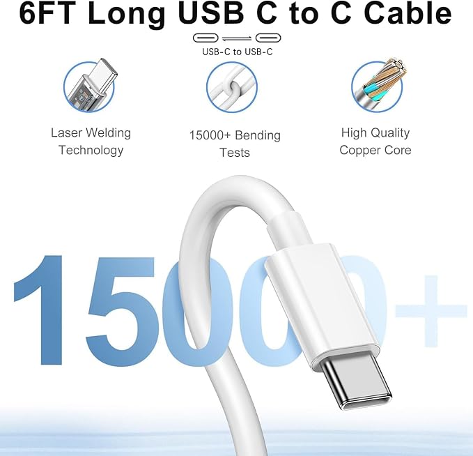 iPhone 16/15 Pro Charger Fast Charging,2Pack 20W USB C Fast Charger Block 6FT USB C to C Charging Cable Cord for Apple iPhone 16 Pro Max/16E/16/15/15 Pro/15 Pro Max/15 Plus,iPad Air/Pro 13/12.9/11inch