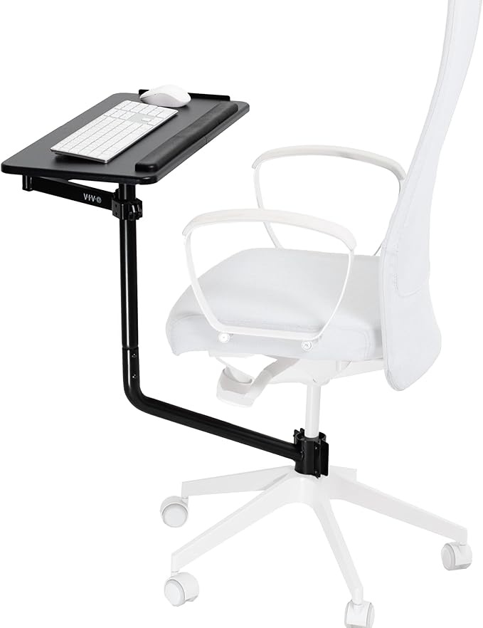 VIVO Office Chair Mounted 26 x 12 Inch Keyboard and Mouse Tray, Ergonomic Tilt, Full Motion 360 Degree Rotation, Black, MOUNT-KB08C