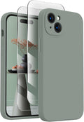 FireNova Designed for iPhone 15 Case, Silicone Upgraded [Camera Protection] Phone Case with [2 Screen Protectors], Soft Anti-Scratch Microfiber Lining Inside, 6.1 inch, Calke Green