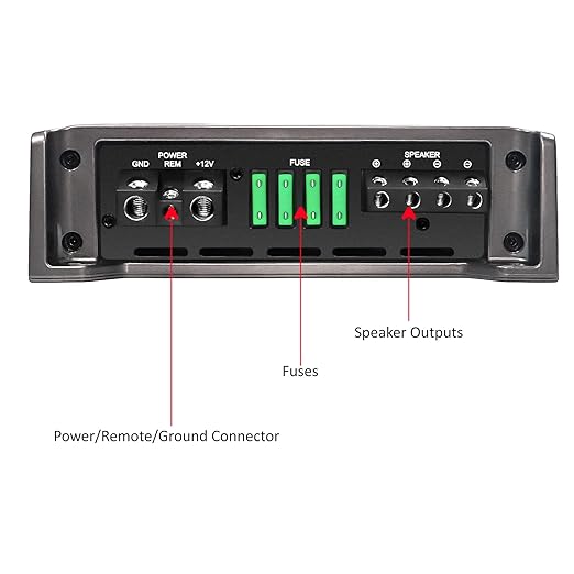 Recoil RED1200-1 2500 Watts Class-D Strappable Car Audio Mono-Block Subwoofer Amplifier, 1 Ohm Stable, Remote Bass Knob Included