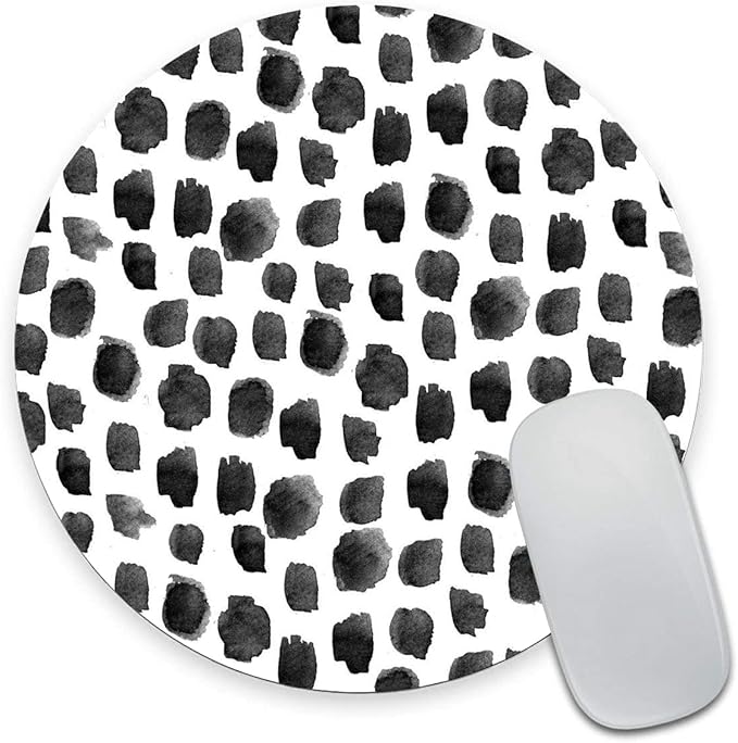 Round Mouse Pad, Polka Dot Print Premium-Textured Mouse Mat, Small Non-Slip Rubber Base Round Mousepad with Designs for Working and Gaming