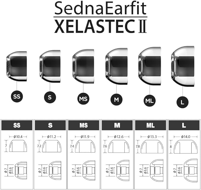 AZLA SednaEarfit XELASTEC 2 (SS) - Earbud Tips for Wireless Headphones - Noise Canceling Earbuds Replacement Tips - Eartips Compatible with Sony, Samsung, Beats, JLab, Skullcandy, Sennheiser