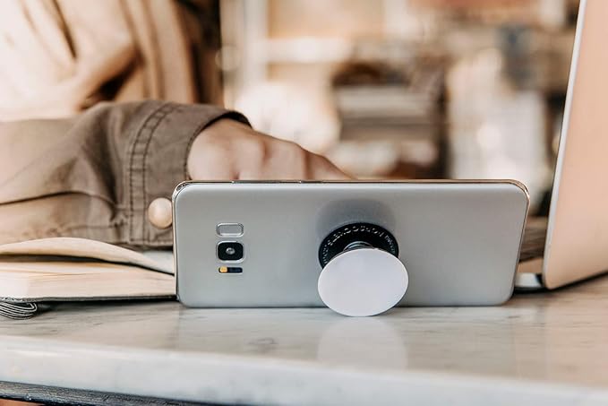PopSockets Plant-Based Phone Grip with Expanding Kickstand, Adhesive Grip, Eco-Friendly - Translucent Blue Fields