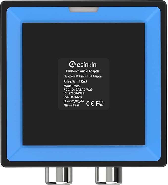 esinkin Bluetooth Audio Adapter for Music Streaming Sound System, Wireless Audio Adapter Works with Smartphones and Tablets, Bluetooth Receiver for Home Stereo