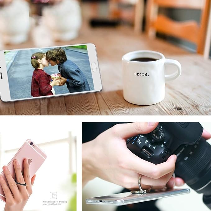 Bonoma Phone Ring Stand, 3 Pack Lips 360 Degree Rotation Finger Grip Stand Holder Compatible with Smartphones and Tablets