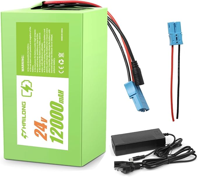 24V 12Ah Battery for Kids Ride-On Toys Compatible with Power Wheels & UTVs | Lightweight Replacement with 2A Charger | 7S4P 29.4V (24V12Ah)