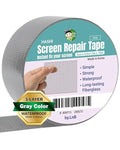 HA SHI Screen Repair Kit for Windows or Doors (2" x 6.5FT, Grey) 3-Layer Strong Adhesive Tape, Made in Korea, Ease-Installation Fiberglass Covering Mesh