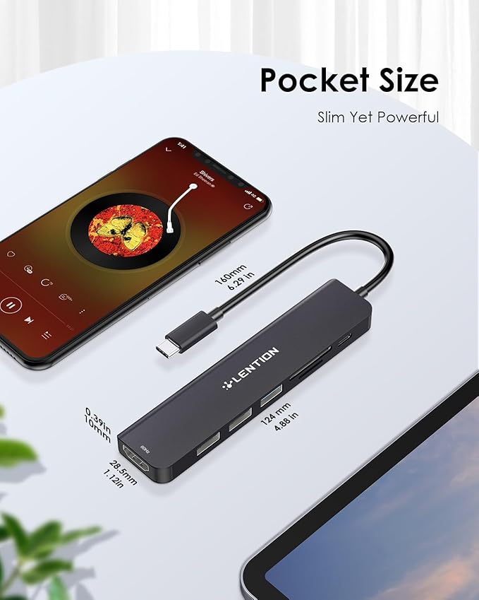 LENTION USB C Hub with 100W Charging, 4K@60Hz HDMI, Dual Card Reader, USB 3.0 & 2.0 Compatible 2024-2016 MacBook Pro, New Mac Air/Surface, Chromebook, More, Stable Driver Adapter (CB-CE18p.Black)