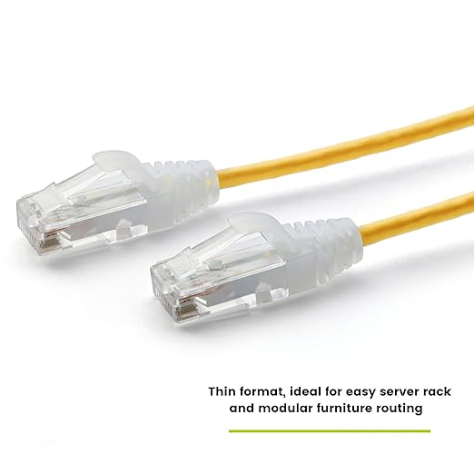 TRUECABLE Cat6 Component Rated Patch Cable, Unshielded (U/UTP), 6in, Yellow, 28AWG Solid Copper, Snagless 10G High-Speed Ethernet Cable, PoE++ 4PPoE 100W, UL Listed, RoHS-3, 1 Pack