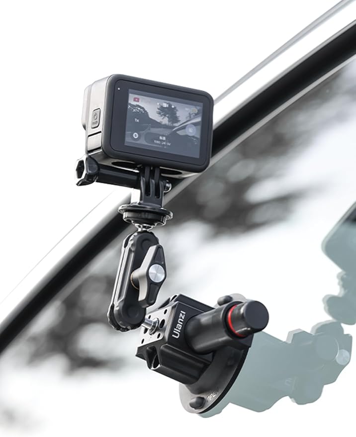 Suction Cup Mount for Action Cameras iPhone - ULANZI SC-01 3in Pump-actived Vacuum Suction Mount Magic Arm Phone Holder Action Cam Adapter Car Boats Windshield Window Mount for Action Cameras