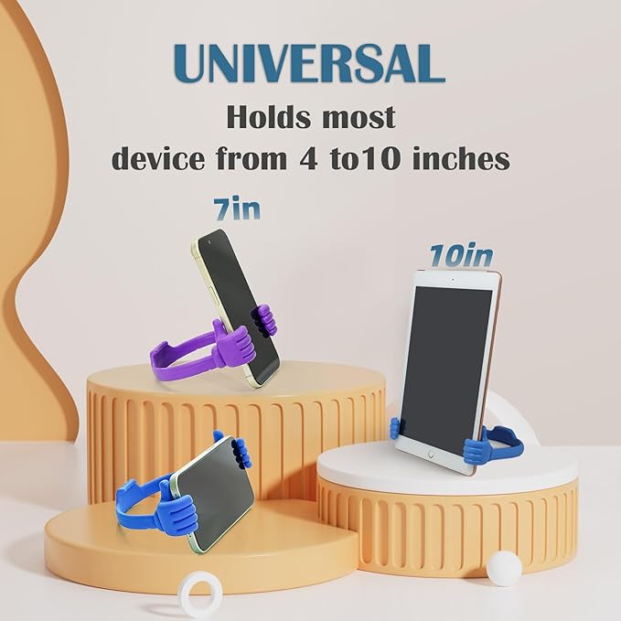 Honsky Thumbs up Cell Phone Stand Holder, Ok Stand Tablet Stand Cradle for Desk Desktop Smartphone Cellphone Mobile Phone Tablets - Universal Adjustable Flexible - Light Blue/Light Yellow
