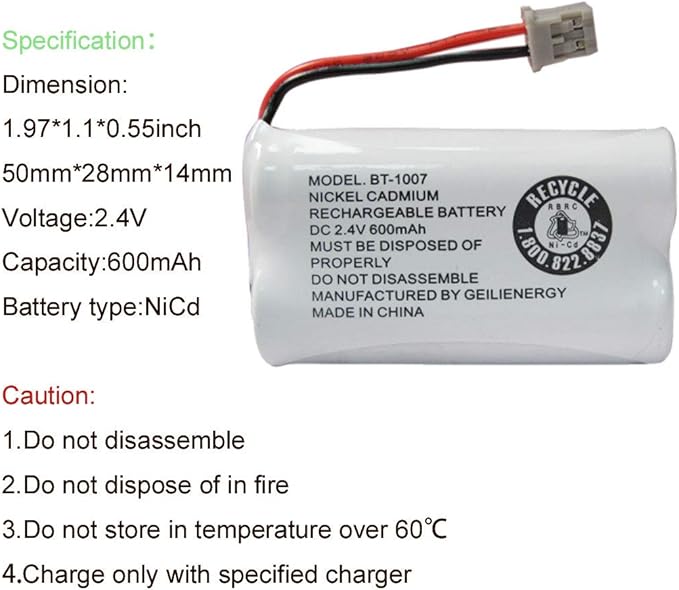 GEILIENERGY BBTY0651101 Battery Compatible with Uniden BT1007 BT-1007 BT904 BT-904 BT1015 BBTY0460001 BBTY0510001 BBTY0624001 BBTY0700001 HHR-P506, HHR-P506A Cordless Phone(4-Pack)