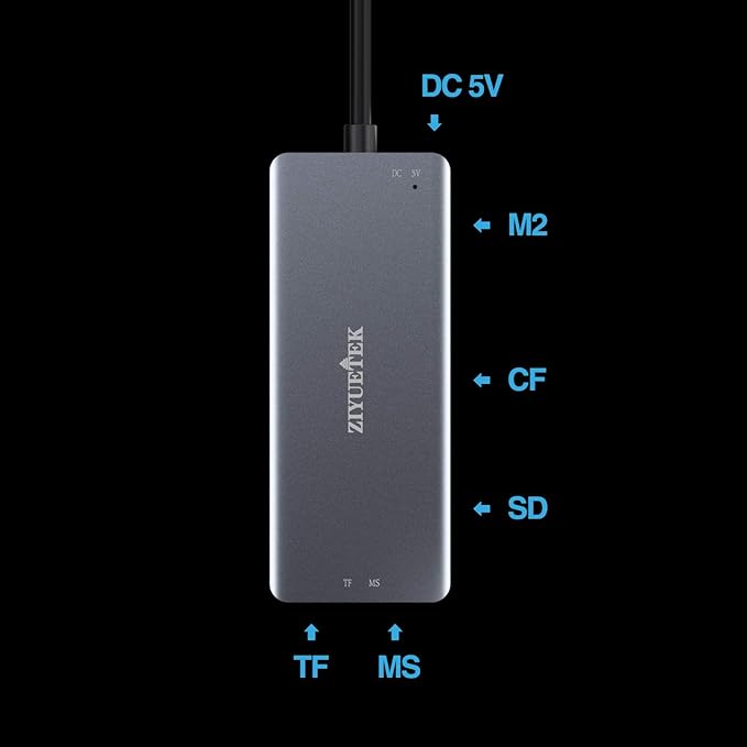 USB C SD Card Reader,5- in-1 Aluminum Thunderbolt 3 Memory Card Reader for CF, SD/SDHC,TF/Micro SD/MS/M2,CompactFlash Card for iPhone 15/16/Pro Max Android Windows MacBook