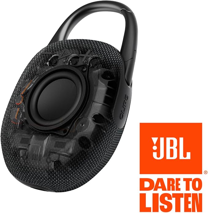 JBL Clip 5 - Ultra-Portable, Waterproof & Dustproof Bluetooth Speaker, Big Pro Sound with Punchy bass, Integrated Carabiner, Up to 12 Hours of Play, Made in Part with Recycled Materials (Squad)