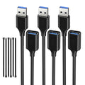 USB 3.0 Extender Cable 1FT (3 Pack), USB A Female to Male, Compatible With Flash Drive, Hard Drive, Card Reader, Webcam, Printer, Keyboard, Mouse, PlayStation, Xbox, VR Headset