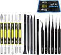 17 in 1 Electronics Repair Tools Opening Pry Tool Kit with Dual Ends Metal Spudgers, Black Tweezers Set Replacement for iPad Tablets Laptop Electronics Device Mobile Phone