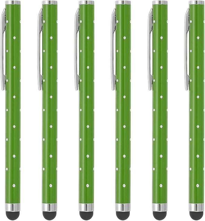 PATIKIL Stylus Pens for Touch Screens, 6 Pcs High Precision Universal Bling Stylus Crystal Metal Capacitive Pen for Touch Screen Devices Phone Tablets Laptop, Green