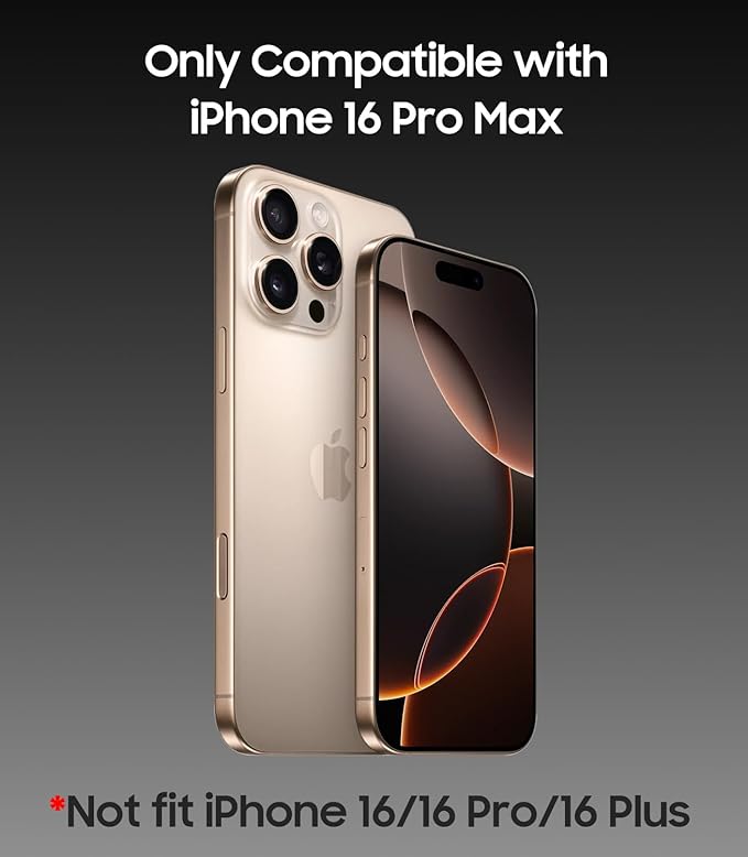 Magnetic for iPhone 16 Pro Max Case, Compatible with MagSafe, Built-in Camera Lens Protector, Logo View, Military Grade Drop Protection Phone Cover, Titanium Gray
