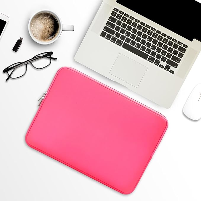 RAINYEAR 13 Inch Laptop Sleeve Compatible with 13.3" MacBook Air/Pro M1 M2 M3 M4 A3240 A3113 A2681 A2337 A1932 A2179 A2338 A1706 A1708 Carrying Protective Cover Soft Case(Bright Pink,Upgraded Version)