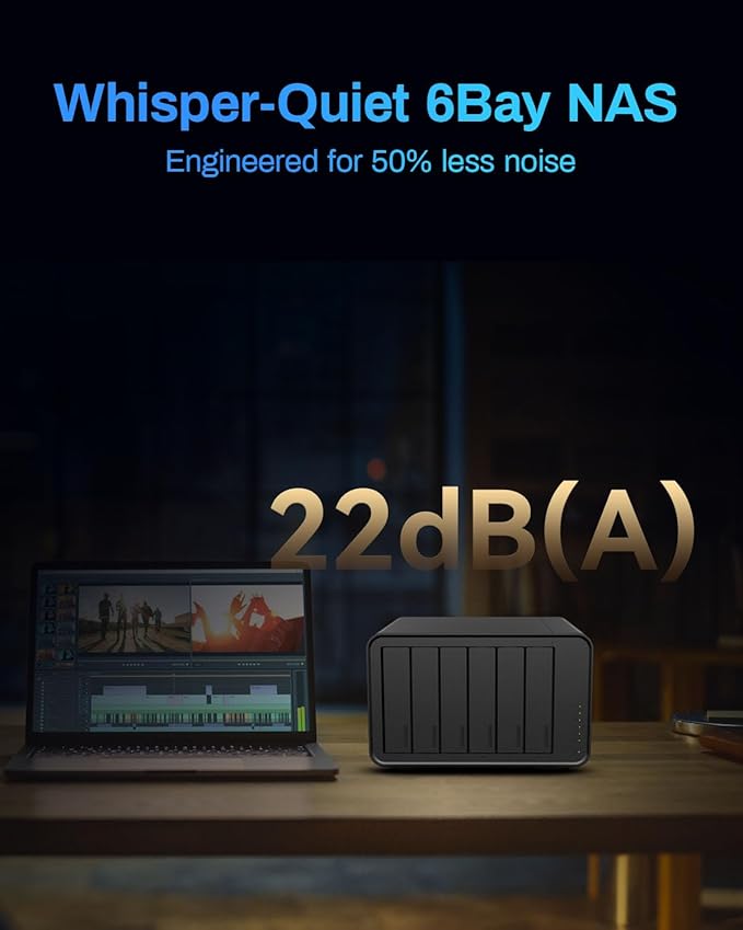 TERRAMASTER F6-424 NAS Storage 6Bay - N95 Quad-Core CPU, 8GB DDR5 RAM, Dual 2.5GbE Ports, Network Attached Storage with High Performance (Diskless)