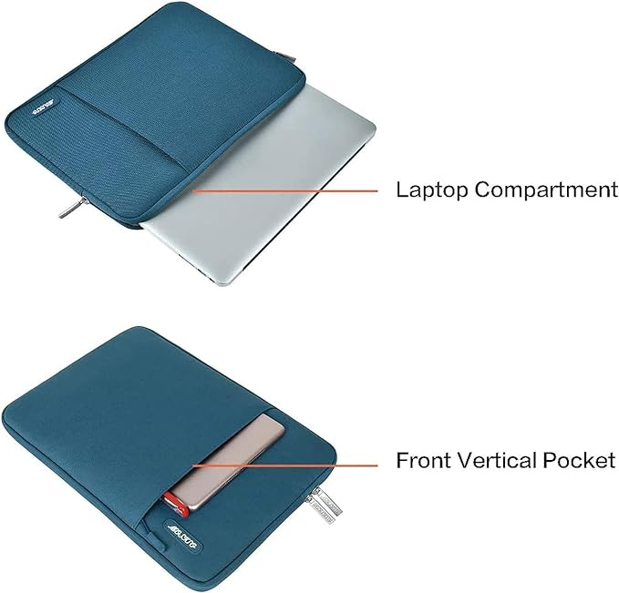 MOSISO Laptop Case 13.3 inch, 13-13.3 inch Laptop Sleeve Compatible with MacBook Air/Pro 13 / Pro 14, HP Dell ASUS Lenovo Notebook, Polyester Vertical Computer Sleeve Bag with Pocket, Deep Teal