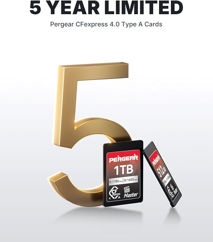 Pergear 512GB CFexpress 4.0 Type A Memory Card (2-Pack),Up to 1780MB/S Read Speeds,USB4.0(PCIe 4.0),Raw,8K 30P Record,Compatible for Sony Camera,ILME-FX3,ILME-FX6,ILME-FX30(Black Silver Master Series)