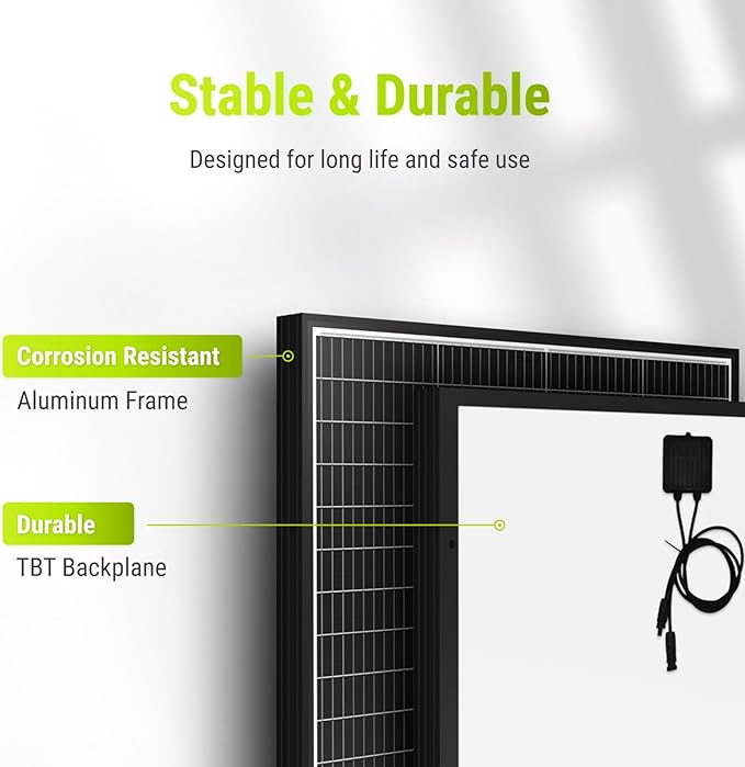 Newpowa 9BB Cell 200W Monocrystalline 200 Watt 12V Solar Panel High Efficiency RV Marine Boat Off Grid