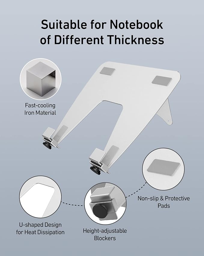 VESA Laptop Tray for Monitor Mount, Holds Laptops up to 17.3 Inches and 28.6 lbs, Fits 100x100mm VESA, Notebook Tray Office Desk Accessories, Silver