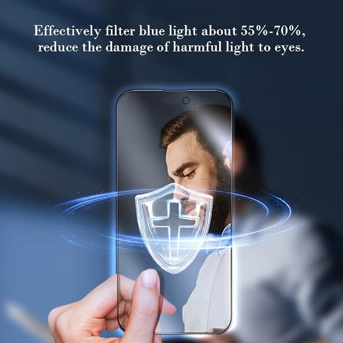 PERFECTSIGHT Sapphire Anti Glare Blue Light Blocking Screen Protector Designed for iPhone 14 Pro, [Medical-Grade Eye Protection] Filter 8 Radiations Matte Diamond Hard Tempered Glass (6.1 inch)
