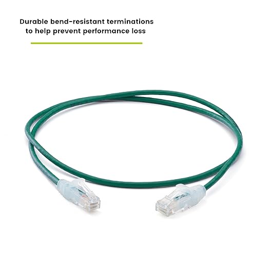 TRUECABLE Cat6 Component Rated Patch Cable, Unshielded (U/UTP), 3ft, Green, 28AWG Solid Copper, Snagless 10G High-Speed Ethernet Cable, PoE++ 4PPoE 100W, UL Listed, RoHS-3, 5 Pack