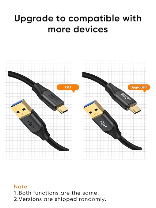 CableCreation USB C Data Cable 1.6FT, USB-A 3.2 Gen2 10Gbps, 3A Fast Charging, Support Android Auto & Carplay, Type-C External SSD, Galaxy S24, iPhone 15/16, Pixel, 0.5m