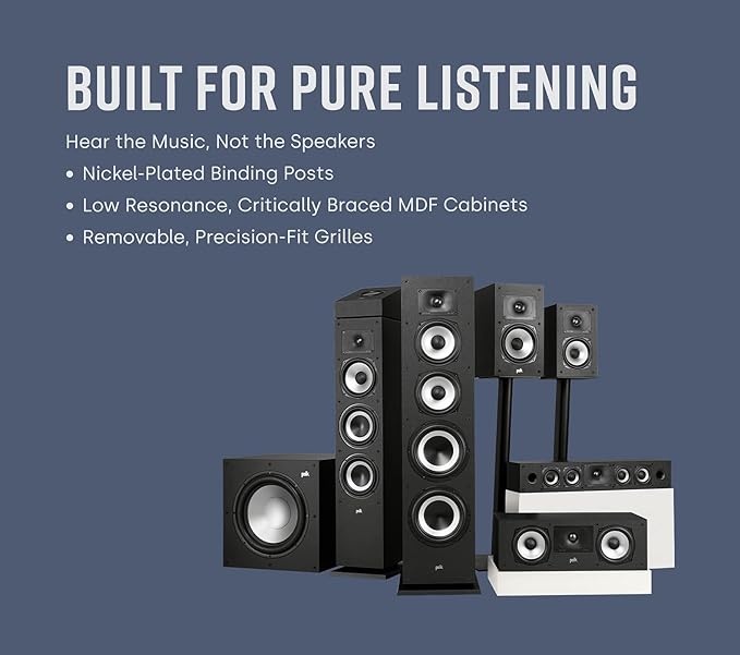 Polk Monitor XT90 Hi-Res Height Speaker Pair for 3D Sound Effect - Dolby Atmos-Certified, DTS:X and DTS Virtual:X Compatible 4" Dynamically Balanced Woofer, Midnight Black