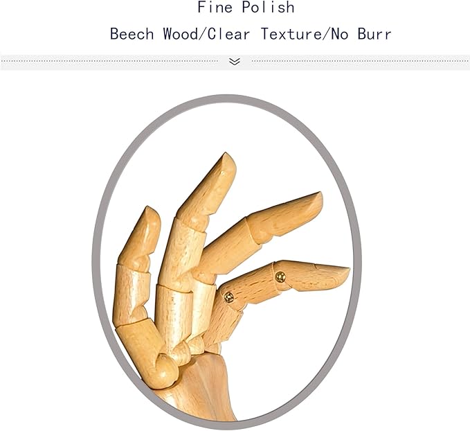 Hand Model,Wood Hand for Nails,Drawing Wooden Hand,Wooden Mannequin,Wood Hand,Hand Model for Drawing,Male_R with Lower Body