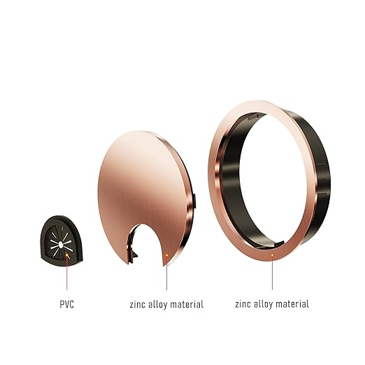 Desk Grommet 2 Inch 50mm, Zinc Alloy Computer Desk Wire Hole Cover, Office Desktop Cord Cable Hole Metal Ring, Red Bronze