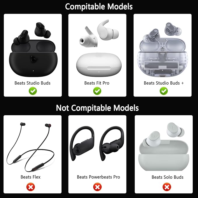 Replacement Silicone Ear Tips for Beats Fit Pro/Studio Buds/Studio Buds+ Headphone, 6 Pairs Earbuds Eartips L/M/S, Eargels Set Fit in Case, Earplug Ear Cap (Silver White with Pen)