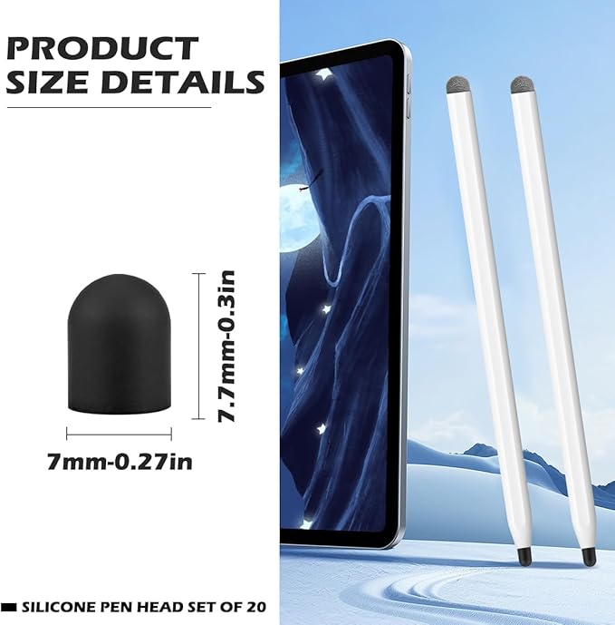 20Pcs Replacement Tips Silicone Rubber Touch Screen Pens Tips for Touch Pen (7 * 8mm)