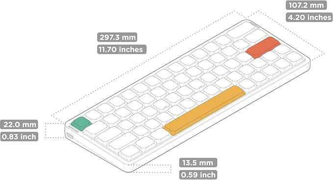 nuphy Air60 V2 Portable Wireless Keyboard 60% Low Profile Mechanical Keyboard Support QMK/VIA Compatible with windows/mac OS/Linux Supports Bluetooth 5.1/2.4GHz/wired (USB-C) Grey-Gateron Brown Switch