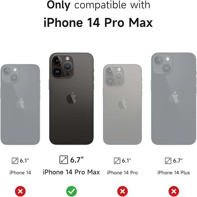 SURITCH for iPhone 14 Pro Max Case with Magnetic Camera Slide Cover and Adjustable Kickstand, Compatible with MagSafe, Shockproof Bumper Case Slim Protective Cover 6.7 Inch, Black