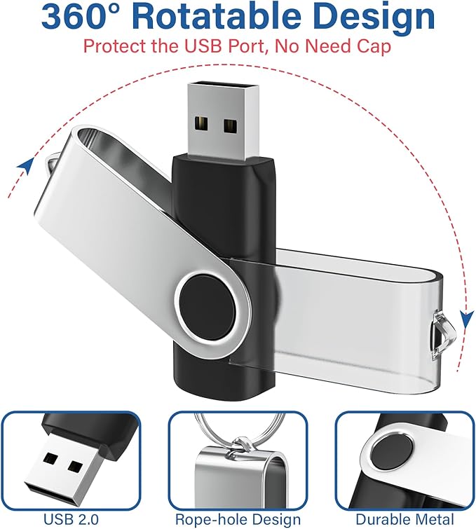 Flash Drives 1GB 10 Pack, USB 2.0 Thumb Drives with Keychains Memory Stick USB Drive Pendrive for PC Laptop Computer (Mixcolors)