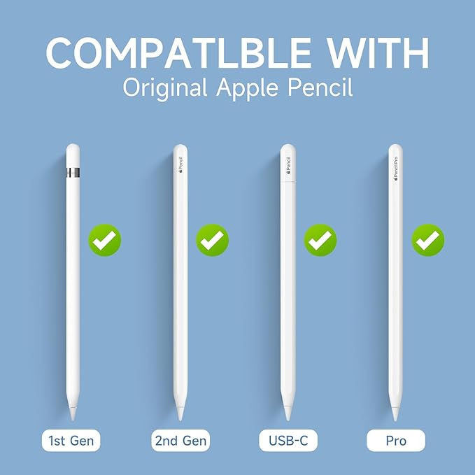 nimin Replacement Tips for Apple Pencil 2nd Gen & 1st Gen- [8 Pack] Apple Pencil Spare No Wear Out Fine Point Precise Control Apple Pen Tip, Plastic Tips + Metal Tips